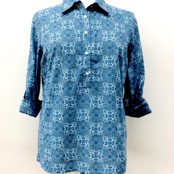 TALBOTS* (S/P) AZTEC Print Half-Button SHIRT, NNTS - Picture 2 of 11